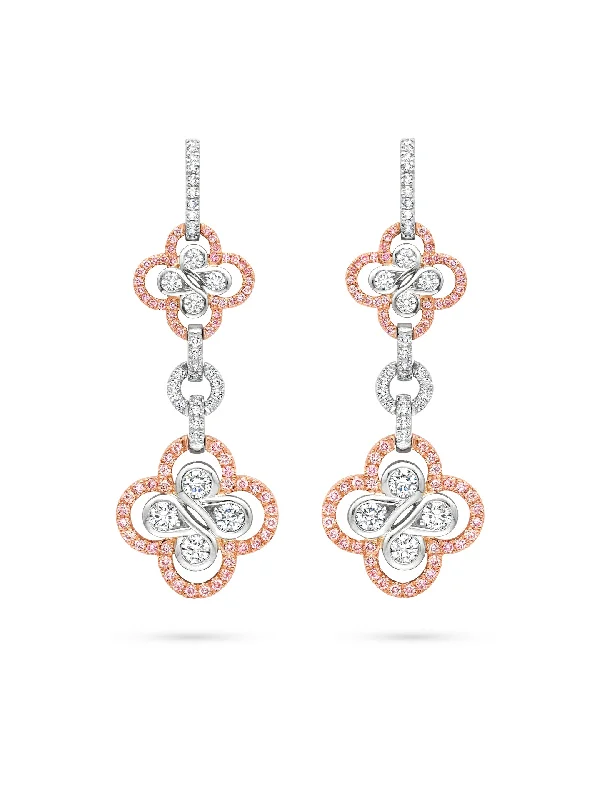 Oval Drop Earrings-Be Boodles Pink Diamond Drop Earrings