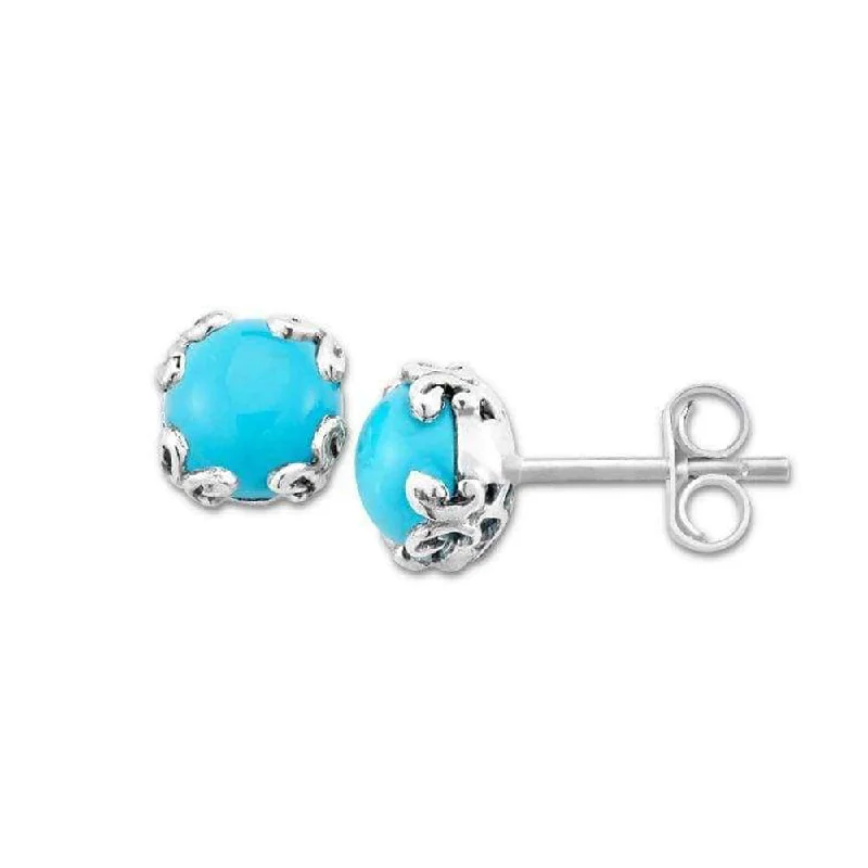 Bohemian Silver Earrings-Samuel B. Sleeping Beauty Turquoise Glow Stud Earrings