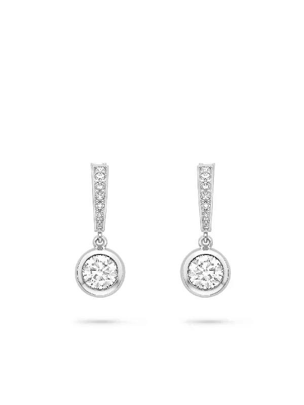 Stylish Drop Earrings-Classic Platinum Diamond Drop Earrings