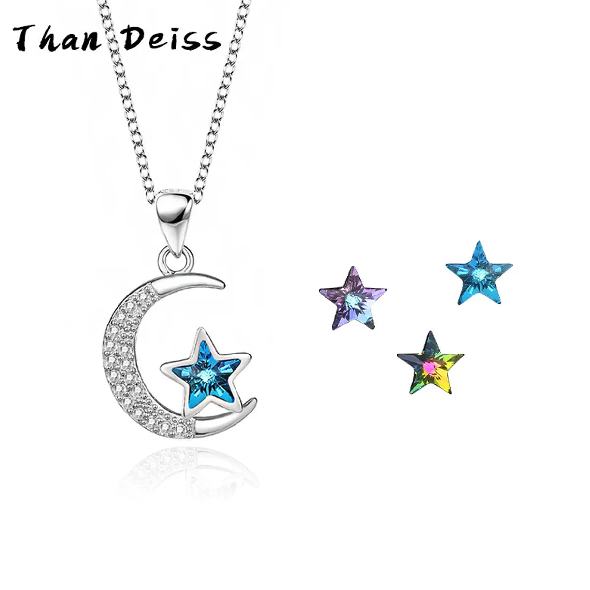 3D Printed Necklaces-Simple Style Star Sterling Silver Plating Artificial Crystal Pendant Necklace