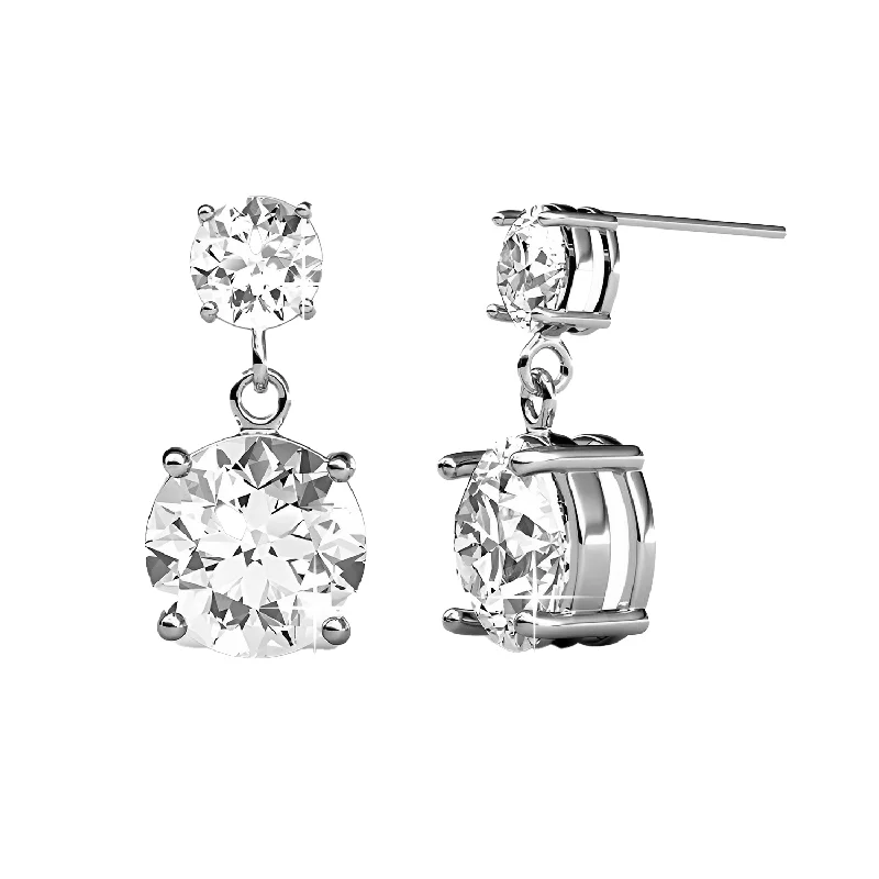 Silver Gemstone Stud Earrings-Jasmine 18k White Gold Plated Drop Earrings with Swarovski Crystals