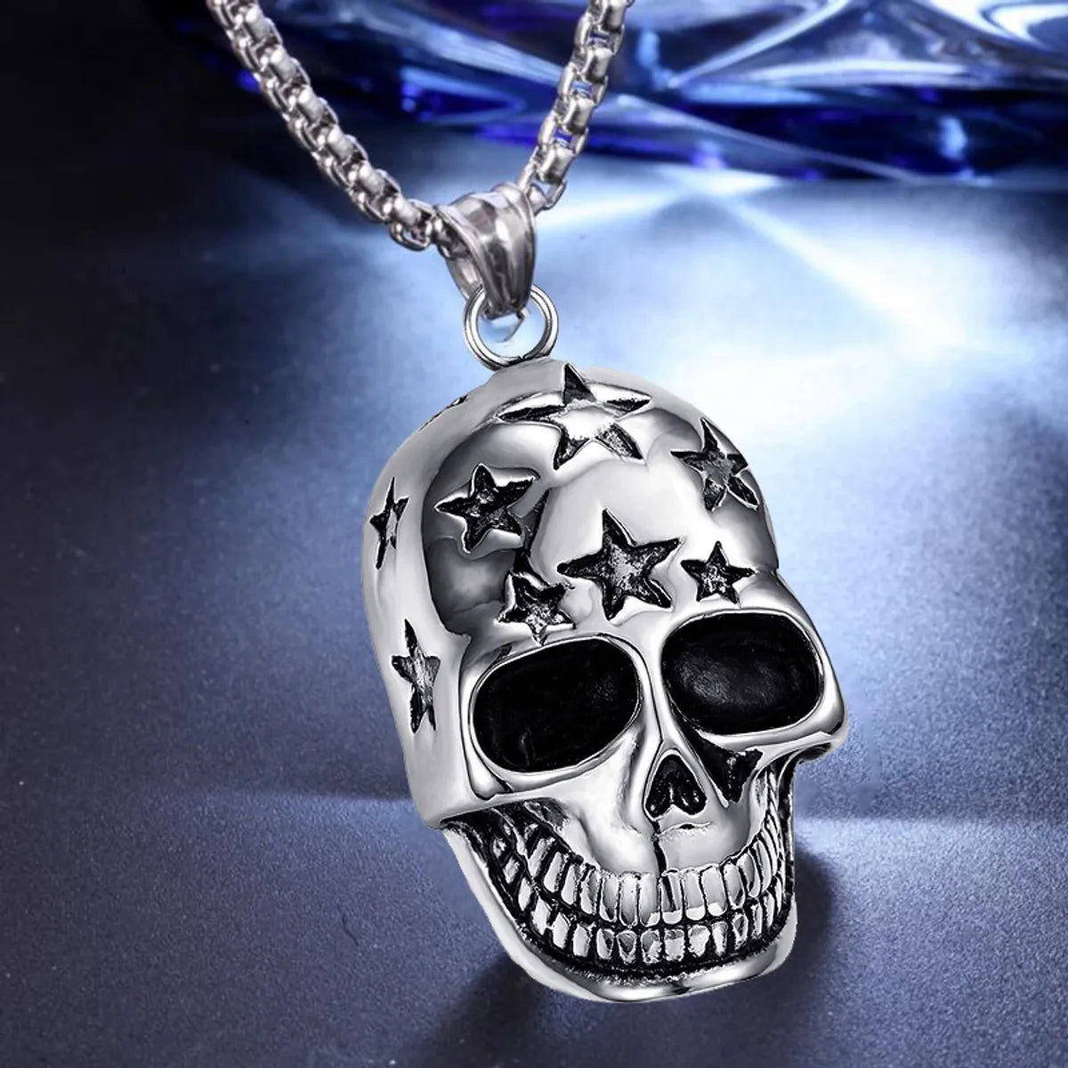 Cute Gold Necklaces-Hip-Hop Cross Angel Skull Alloy Titanium Steel Stoving Varnish Men'S Necklace 1 Piece