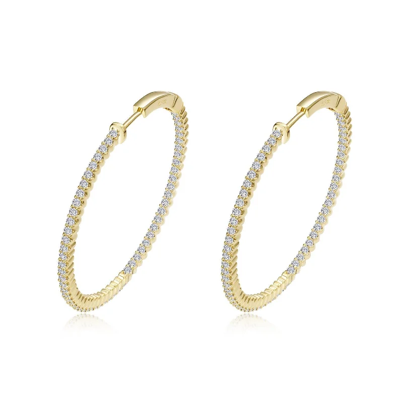 Small Gemstone Hoop Earrings-Lafonn Simulated Diamond 1.77ct Inside Out 35mm Hoop Earrings E3006CLG