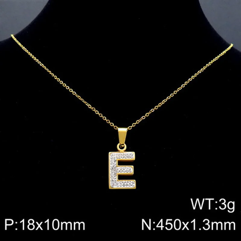 Gold Necklace Letter E