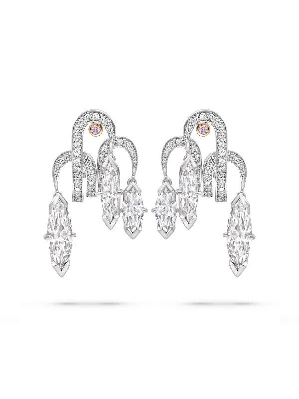 Vintage Gemstone Earrings-Secret Garden Marquise Diamond Earrings