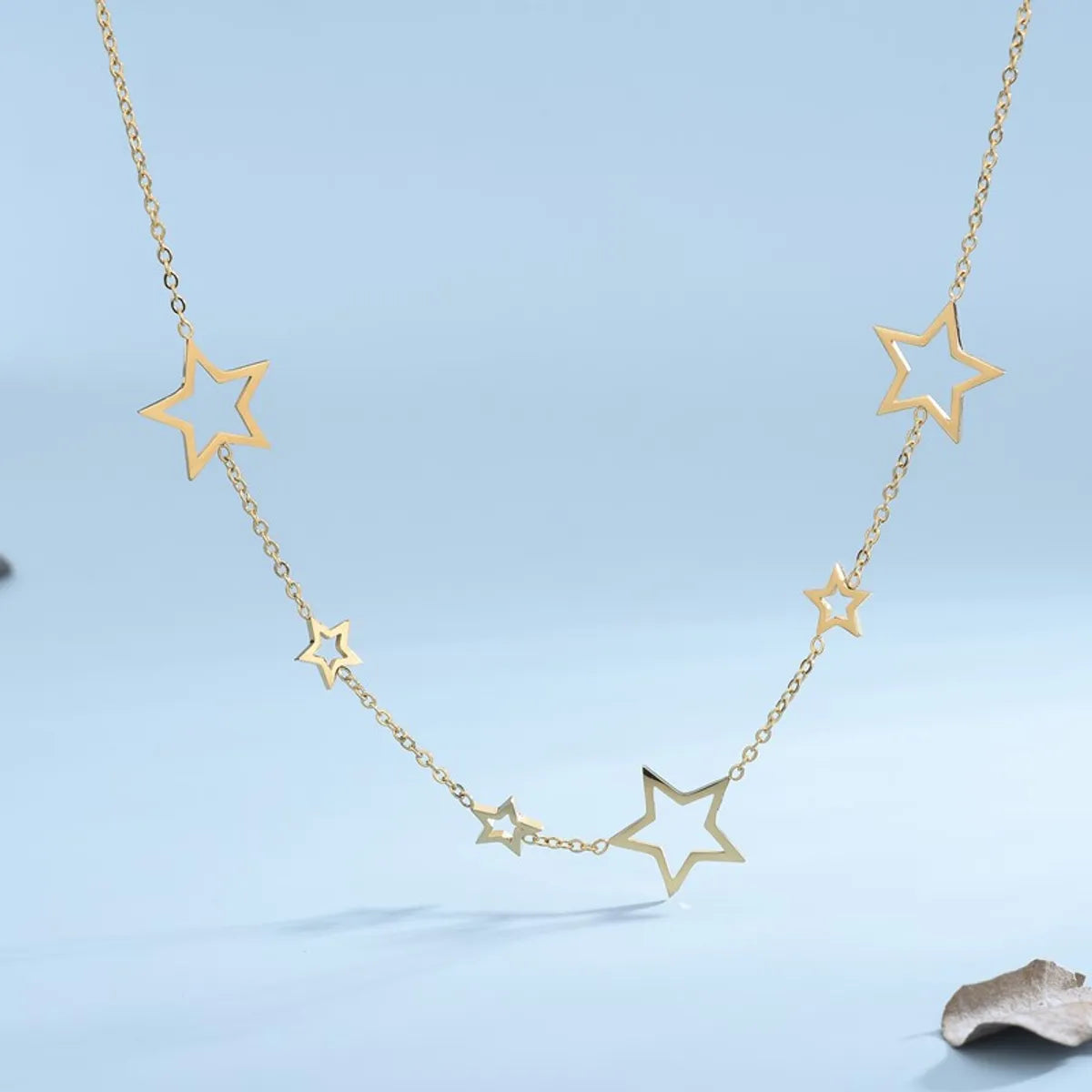 Adjustable Chain Necklaces-Casual Classic Style Star Titanium Steel Plating 18k Gold Plated Necklace