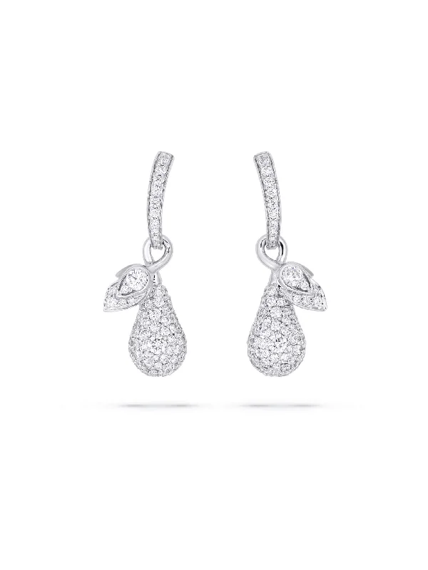 Minimalist Silver Earrings-Orchard White Gold Pavé Diamond Earrings