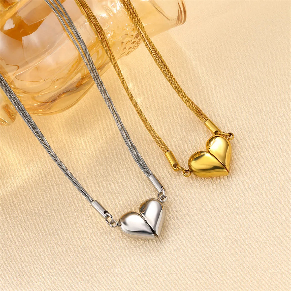 Family Necklaces-Cute Sweet Heart Shape Stainless Steel Titanium Steel Plating Pendant Necklace