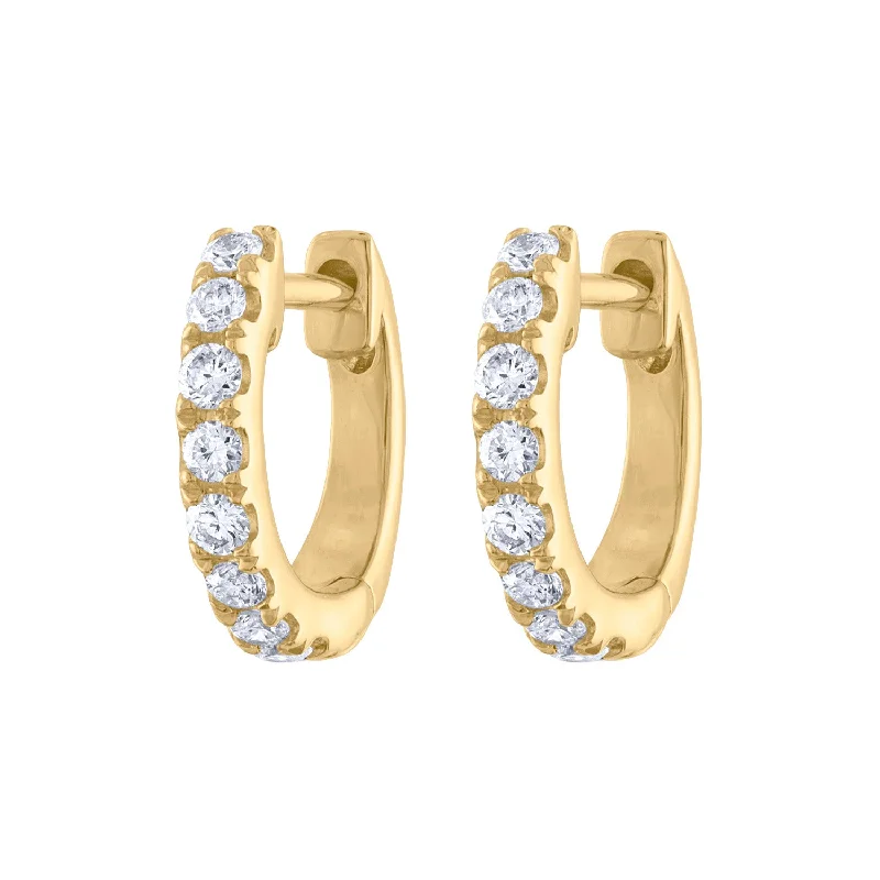 Modern Designer Earrings-14KT GOLD DIAMOND HUGGIE EARRING