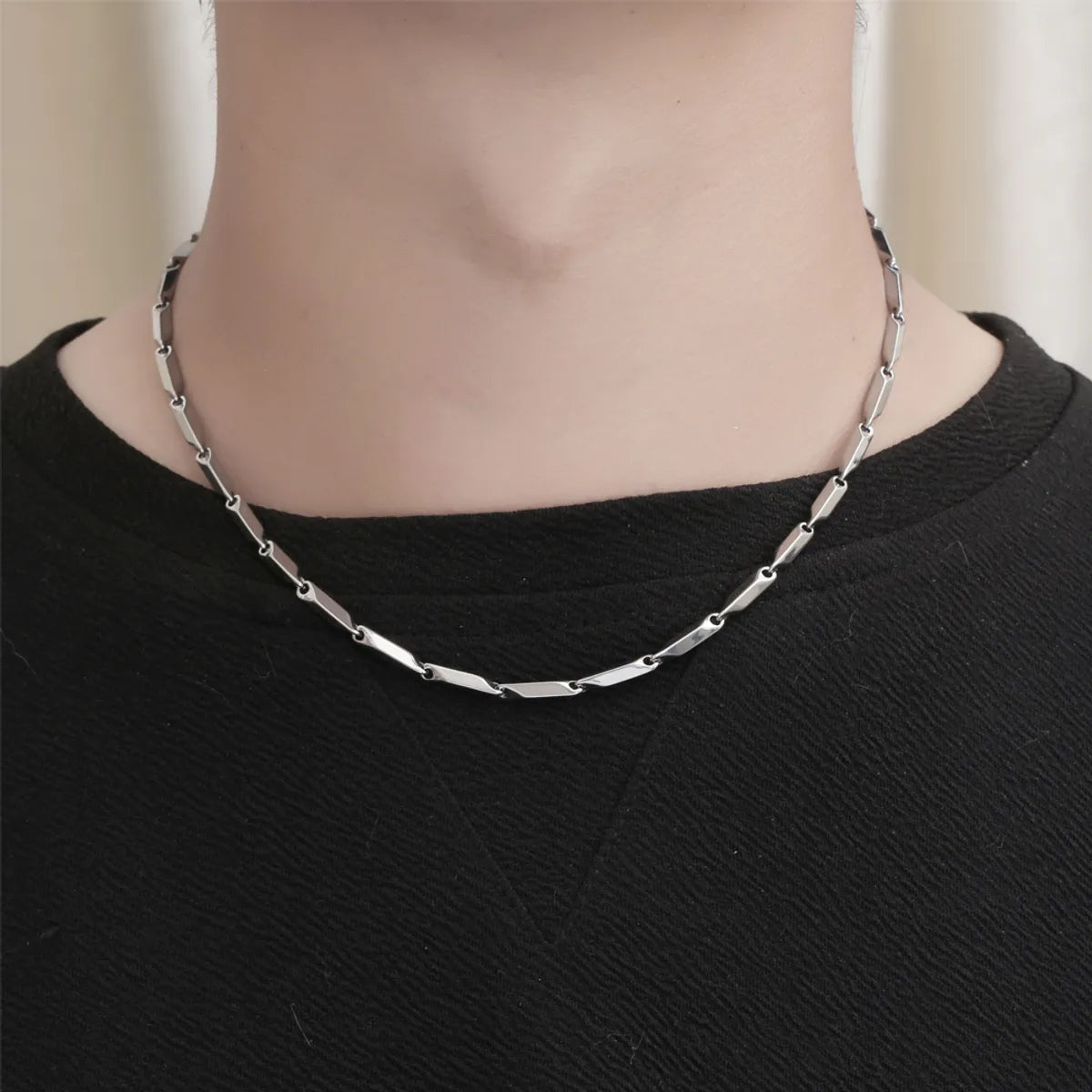 Men's Necklaces-Hip-Hop Solid Color 304 Stainless Steel Polishing Chain Women'S Necklace