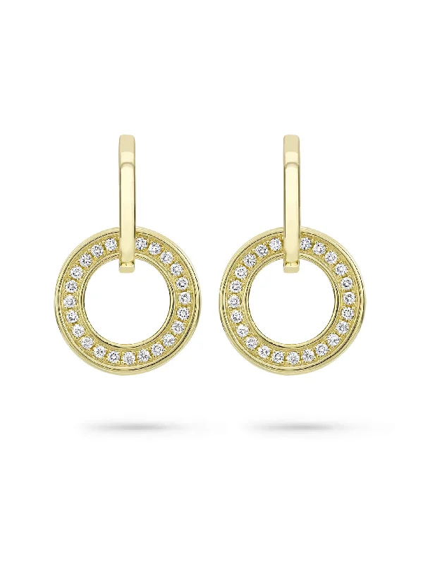 Elegant Gemstone Hoop Earrings-Roulette Classic Yellow Gold Diamond Earrings