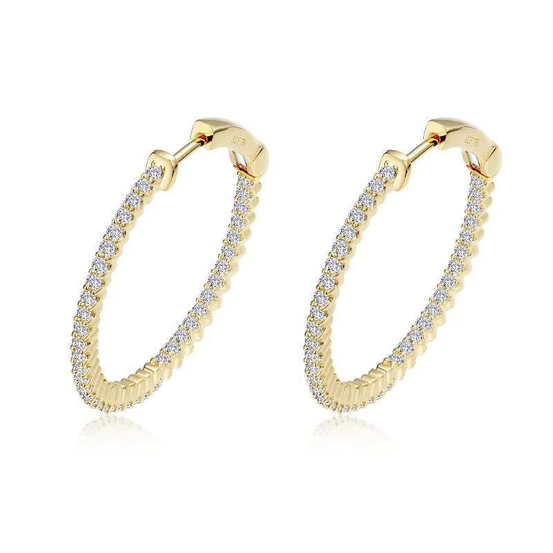 Multi-Layered Earrings-Lafonn Simulated Diamond 1.20ct Inside Out 25mm Hoop Earrings E3005CLG