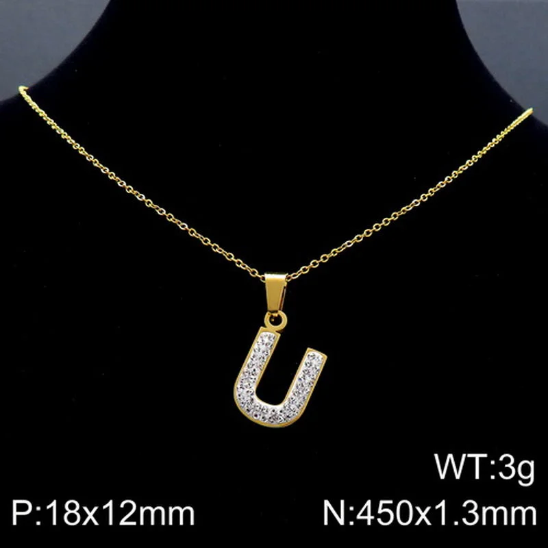 Gold Necklace Letter U