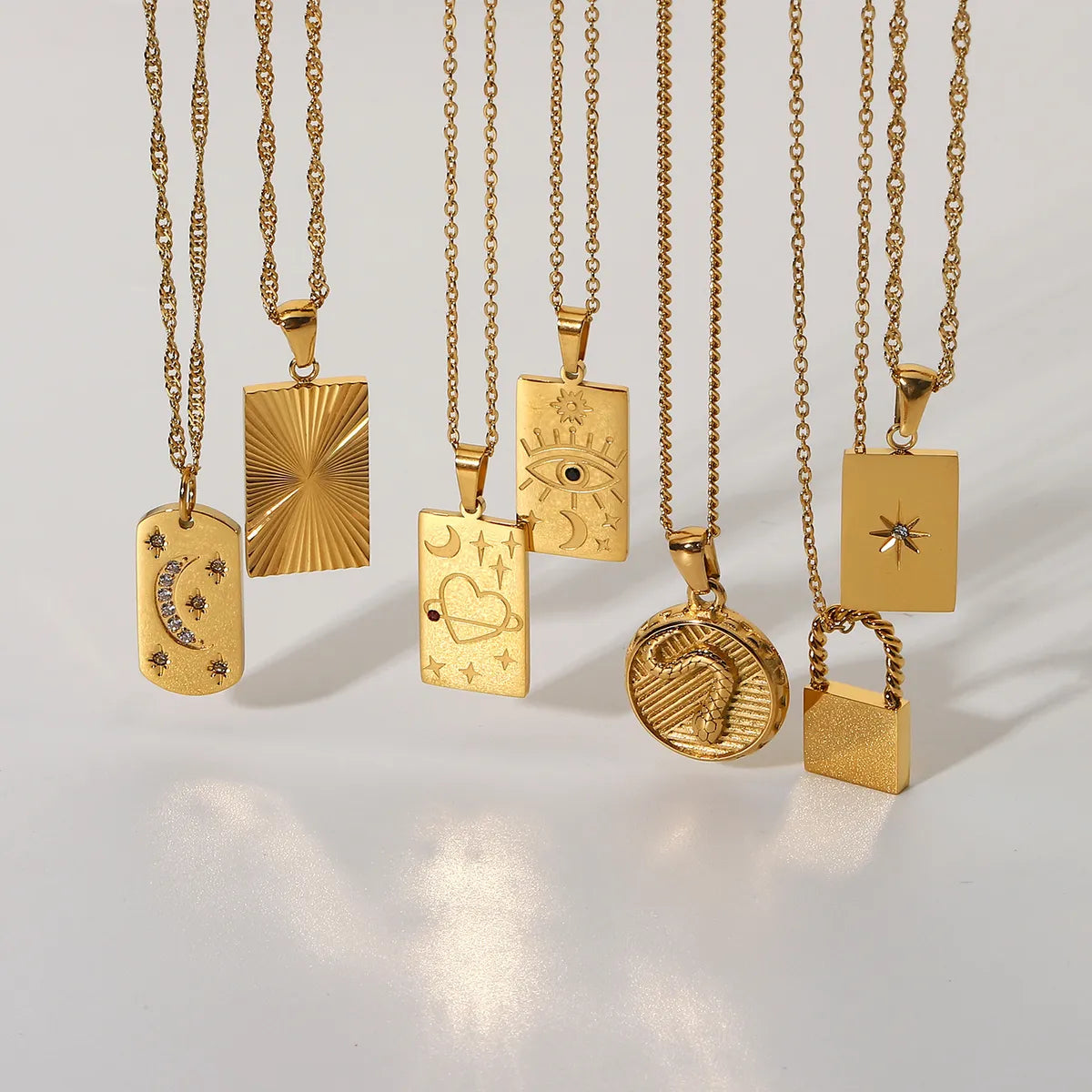 Moon Necklaces-Simple Style Geometric Stainless Steel Plating Gold Plated Necklace