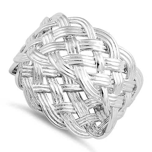 Customizable Gemstone Rings-Sterling Silver Woven Knot Ring