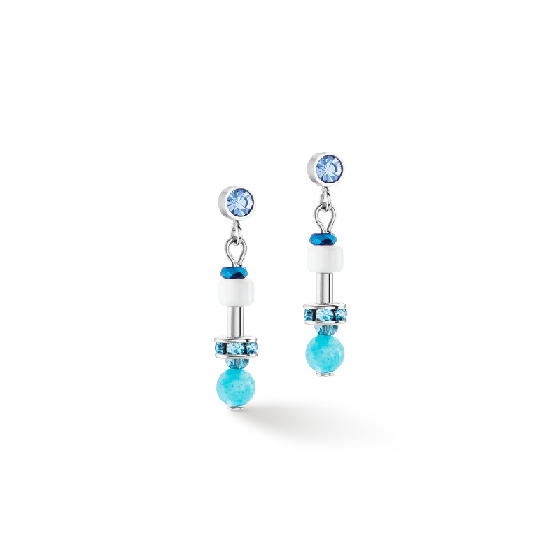 Custom Silver Drop Earrings-Earrings Princess Spheres Mix turquoise