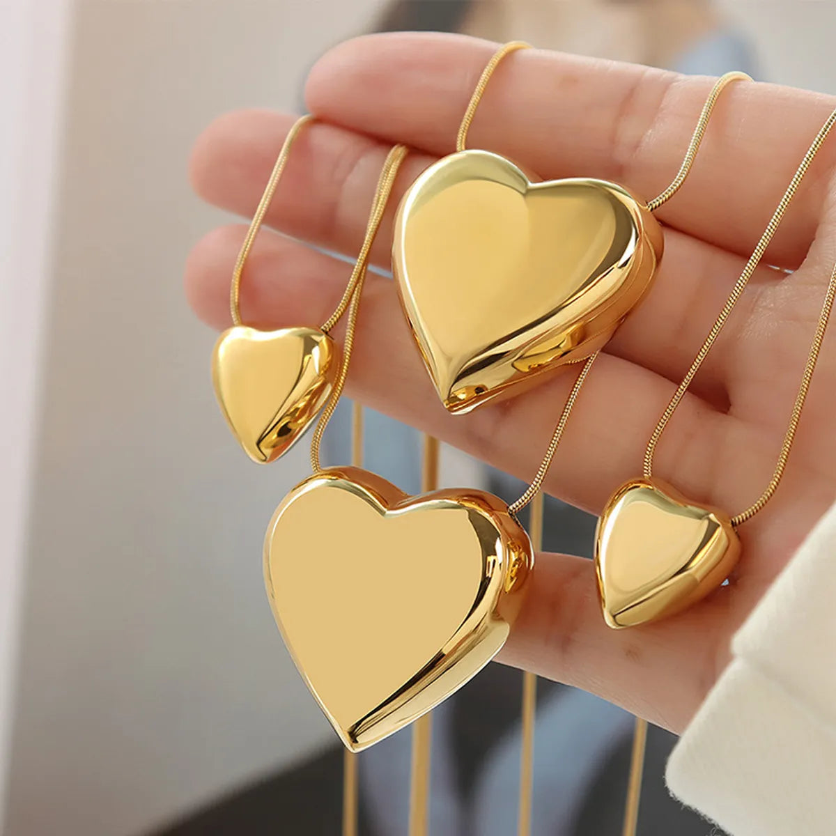 Travel Necklaces-Fashion Heart Titanium Steel Plating Necklace